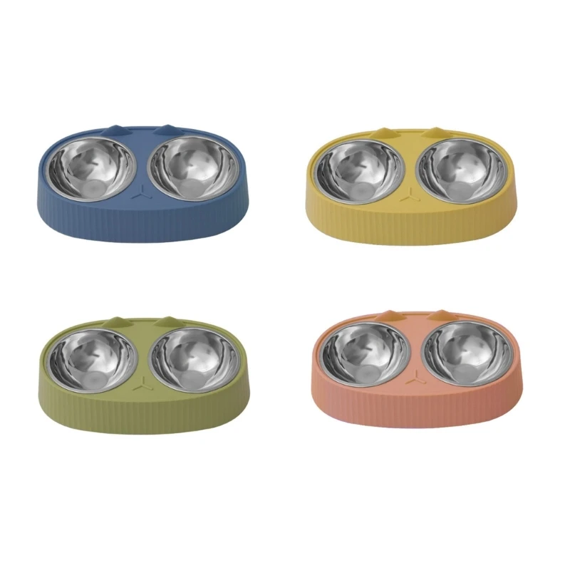 

Двойные маленькие миски для собак, набор мисок для еды и воды из нержавеющей стали с подставкой 6XDE