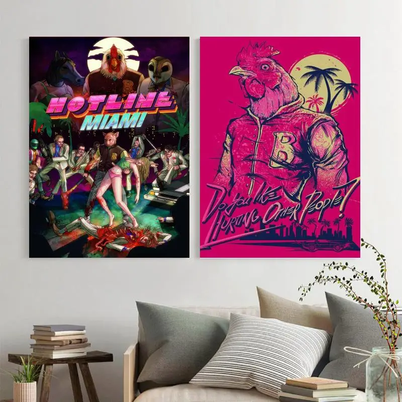 

Hotline Miami Anime Game Canvas Art Poster and Wall Art Picture Print Modern Family bedroom Decor Posters