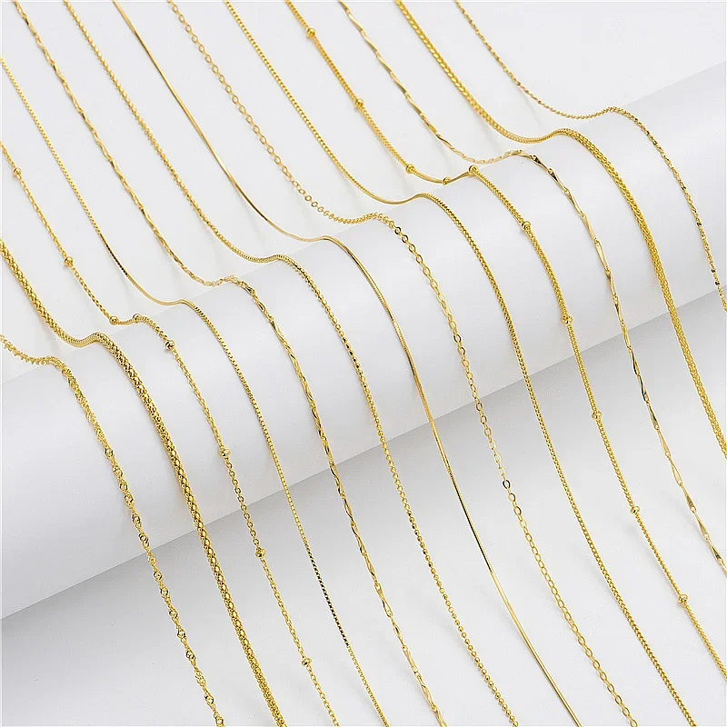 TrustDavis Genuine 925 Sterling Silver Gold Water-wave Snake Box Beads Chain For Woman 40/45cm Chain Necklace Accessories DC23 - Image 3