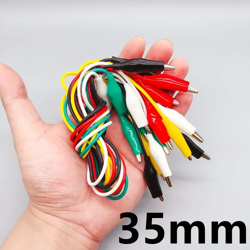 Color Alligator Clip Electric DIY Small Battery Power Cord Sheath Electric Clamp Double Head Test Clamp 28mm35mm45mm 50cm 10pcs alligator clips