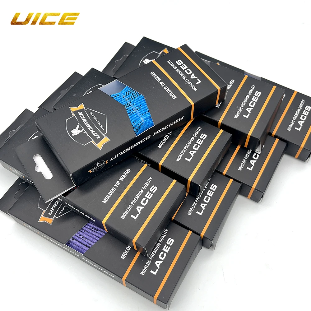 84-130inch Ice Hockey Shoelaces Hockey Skate Laces Box-Packed Dual Layer Braid Reinforced Waxed Tip Accessories hockey skate laces