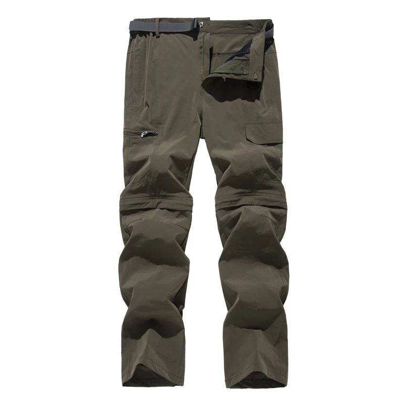 NUONEKO New Elastic Mens Hiking Pants Outdoor Sport Summer Quick Dry Waterproof Detachable Camping Trekking Climbing Cargo Pants
