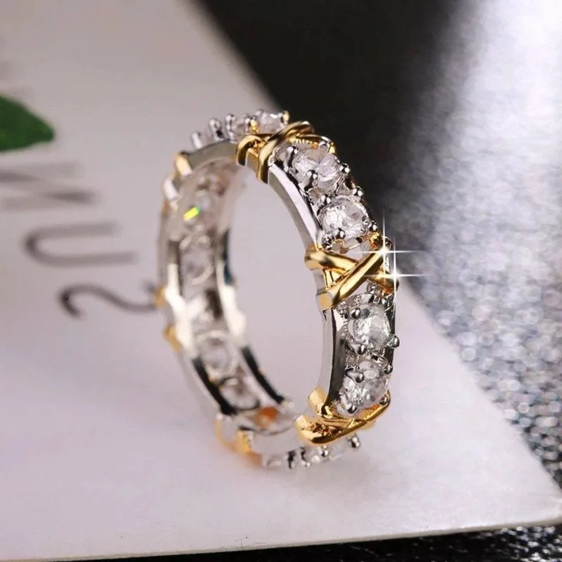 Silver Ring Sterling Interlaced Zircon Crystal Rings for Woman Engagement Wedding Jewelry Gift