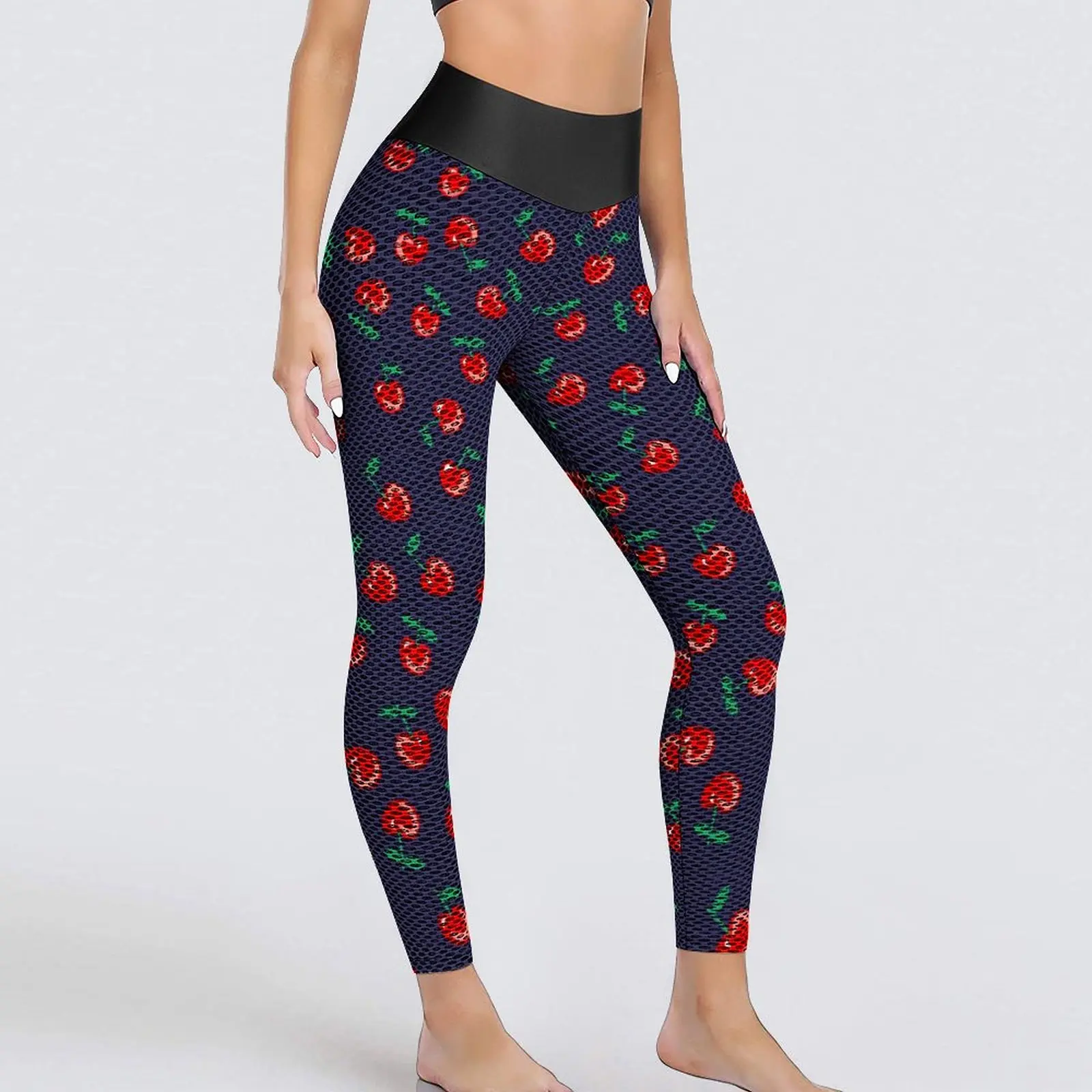 

Sweet Cherries Leggings Sexy Red Fruit Print Gym Yoga Pants Push Up Seamless Sports Tights Lady Vintage Design Leggins Present