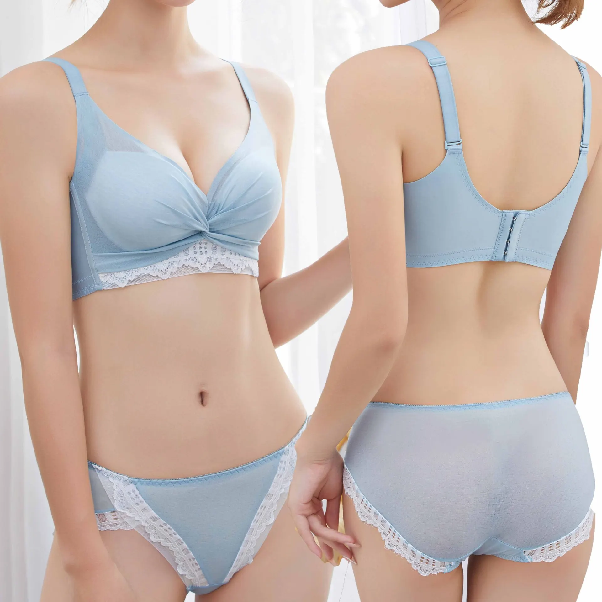 

Breathable Latex Underwired Bra for Women, Comfortable Underwear Set, Peach Cup, New, Fall, Winter