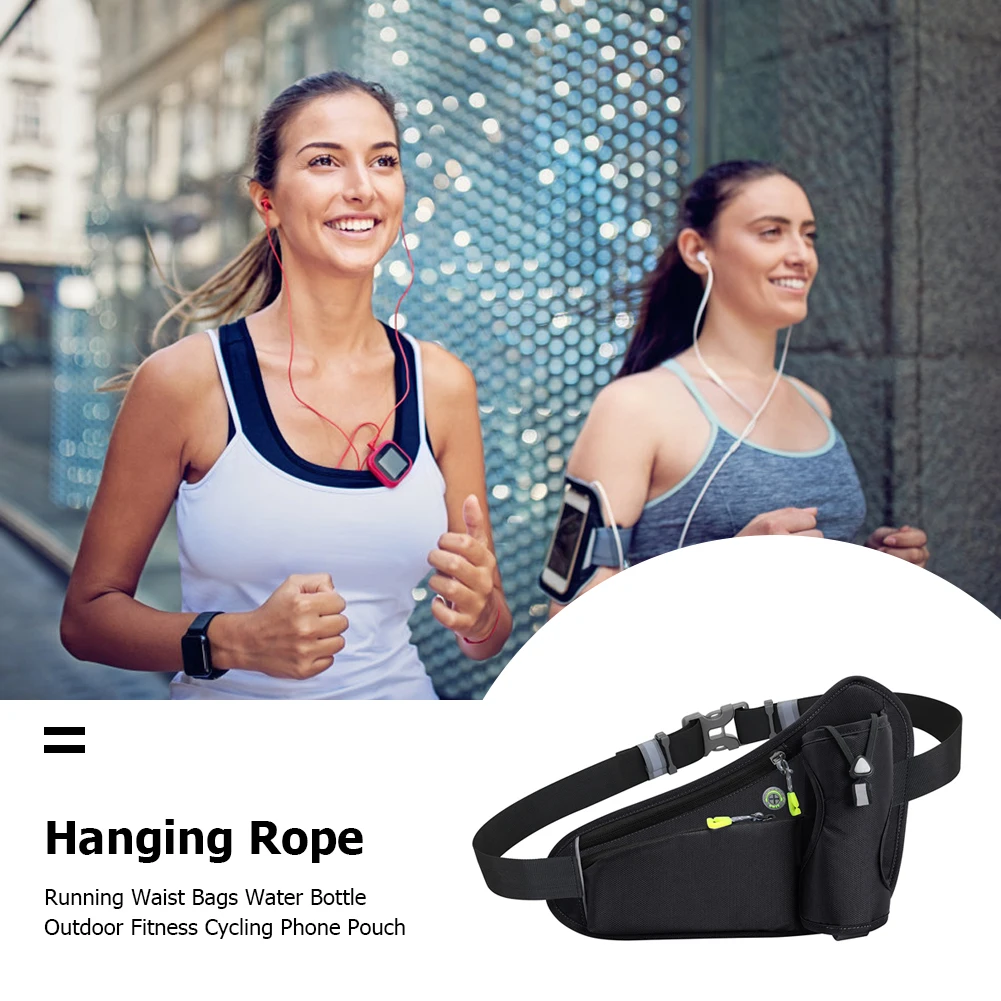 Running Bag Cycling Bag Reflective Hydration Belt Pack Waterproof Large Capacity Water Bottle Holder Bag for Hiking Walking