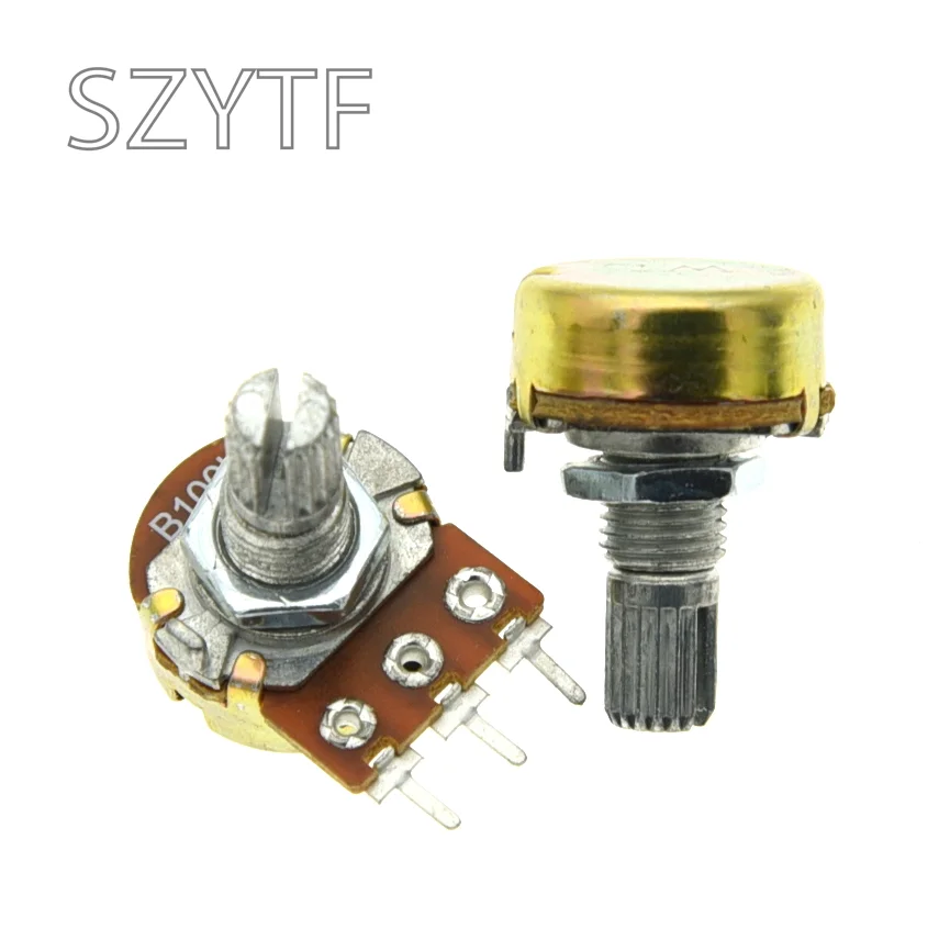 10pcs WH148 Carbon film Potentiometer 15mm Shaft Amplifier Dual Stereo potentiometer 3Pin 1K 2K 5K 10K 20K 50K 100K 500K 1M Ohm