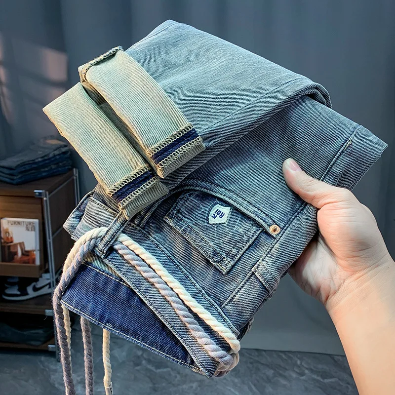 High-End Affordable Luxury Jeans for Men 2024 Spring New Saggy Slim Fit Skinny Pants Casual Simple All-Matching Trousers