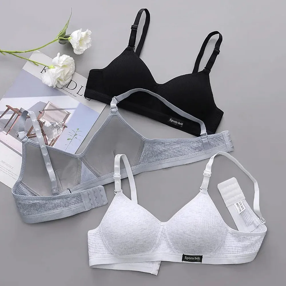 New Fashion Simple Cotton Girl Brassiere Outdoors Training Bras Girls  Camisole Without Steel Ring Comfortable Underwear