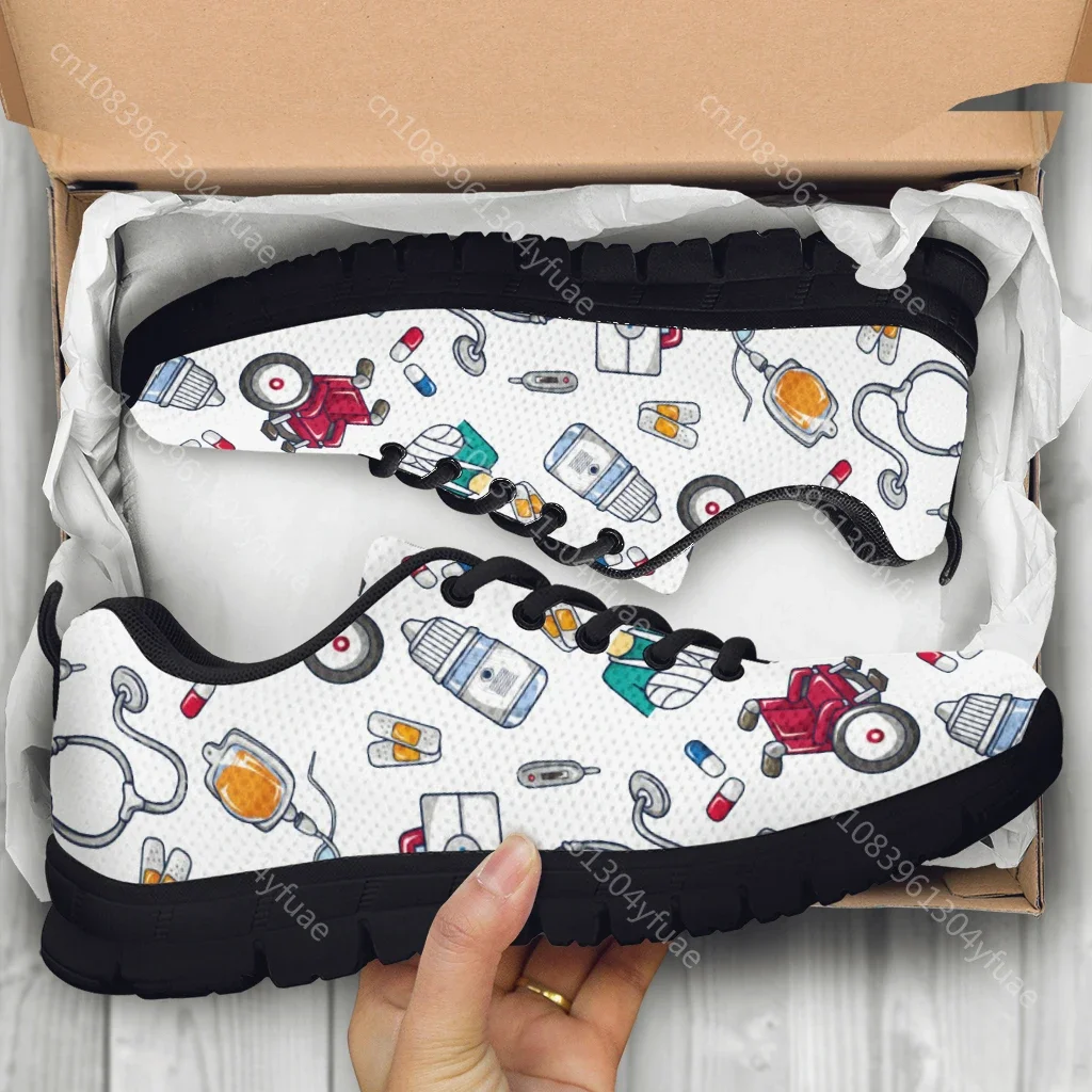 Nurse Casual Shoes White Ambulance Medical Equipment Sneakers First Aid Printing Summer Breathable Mesh Sneakers