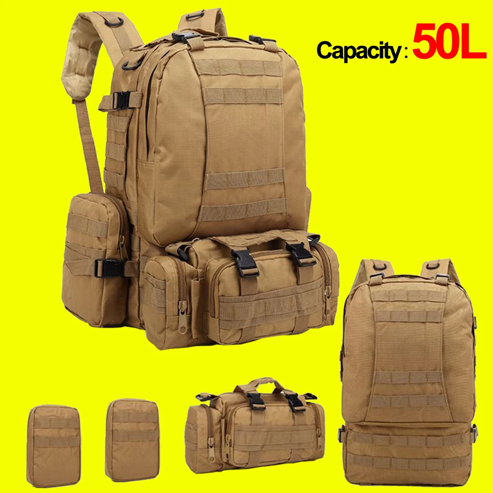 Tactical Backpack Military Waterproof Backpacks 4 In 1 Molle Sport Bag Outdoor Trekking Fishing Hiking Camping 3D Rucksack