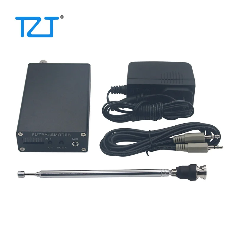 1mW PLL Stereo FM MP3 Transmitter 87-109MHz with Power Adapter Antenna Wire