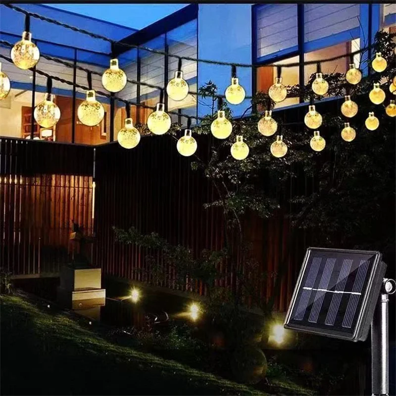 12M-5M Solar Bubble Balls String Lights Outdoor Patio Holiday Party Garden Wedding Easter Decoration