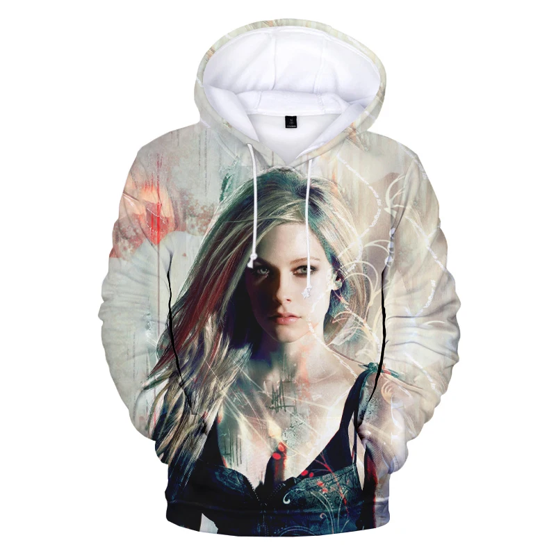 

Popular American Singer 3D Printed Avril Lavigne Hoodie Men Women O-Neck Fashion Hoodies Personality Pullovers Coat Tops