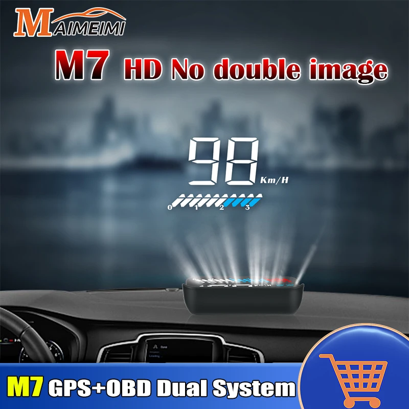 

M7 OBD2 HUD GPS Speedometer Head Up Display Digital Speed Mileage Voltage Windshield Projector Overspeed Auto Alarm For All Cars