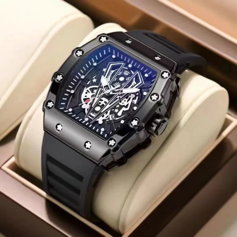 

UNRAION Mens Watches Top Luxury Brand Waterproof Sport Wrist Watch Chronograph Quartz Military Genuine Leather Relogio Masculino