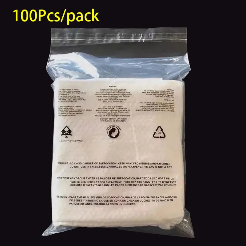 100Pcs Clothing English Warning Words Plastic Bags Transparent Self-adhesive Reclosable Clear Gift Clothes Jewelry Packaging Bag 2