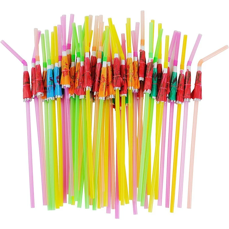 50 Pailles En Papier Flamant Rose - Pailles Cocktail Tropicales Jetables Pour Fêtes Hawaïennes