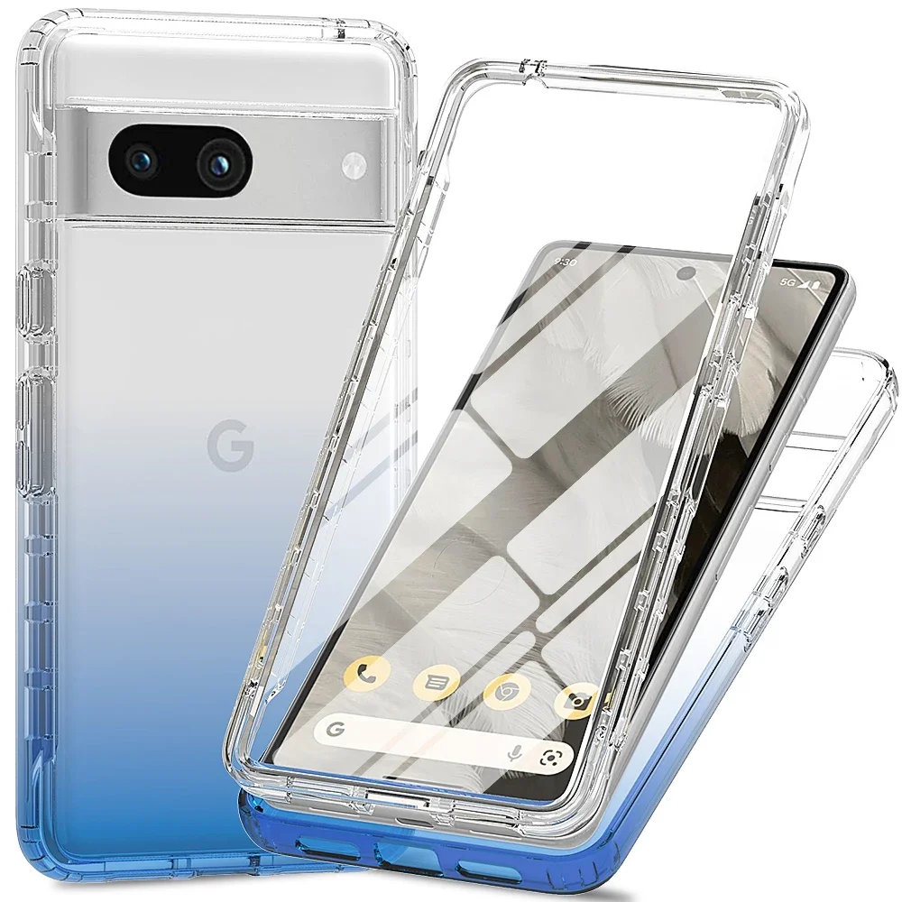 Full Coverage Color Case for Google Pixel 8A 5G Pixel8 Pro Funda Capa Built-in Screen Film 360 Degree Armor Shockproof Cover