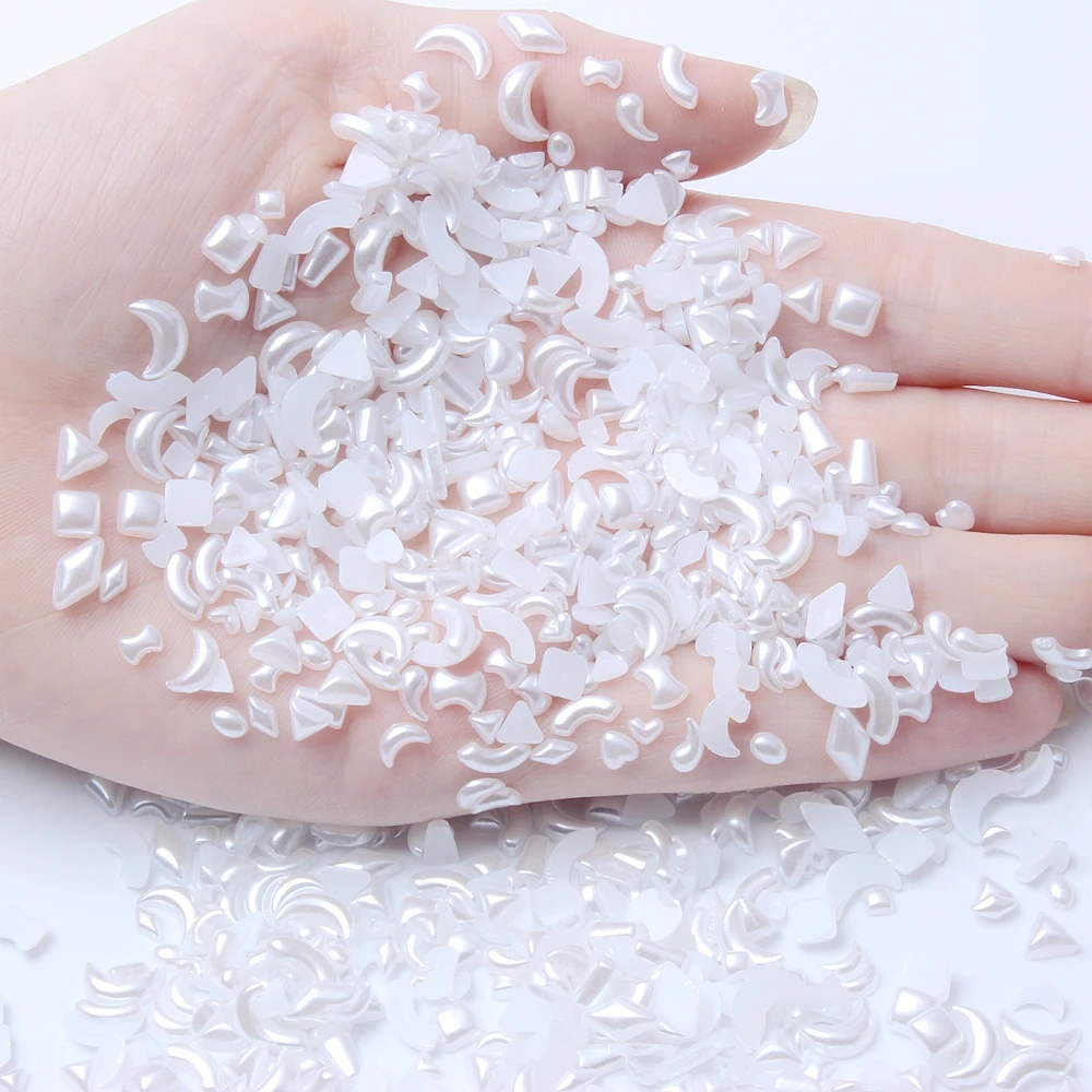 

New Resin Half Profiled Pearl 1000pcs White Ivory To Choose Flatback For DIY Nail Art And Scrunchie Jewelry Making Decorations