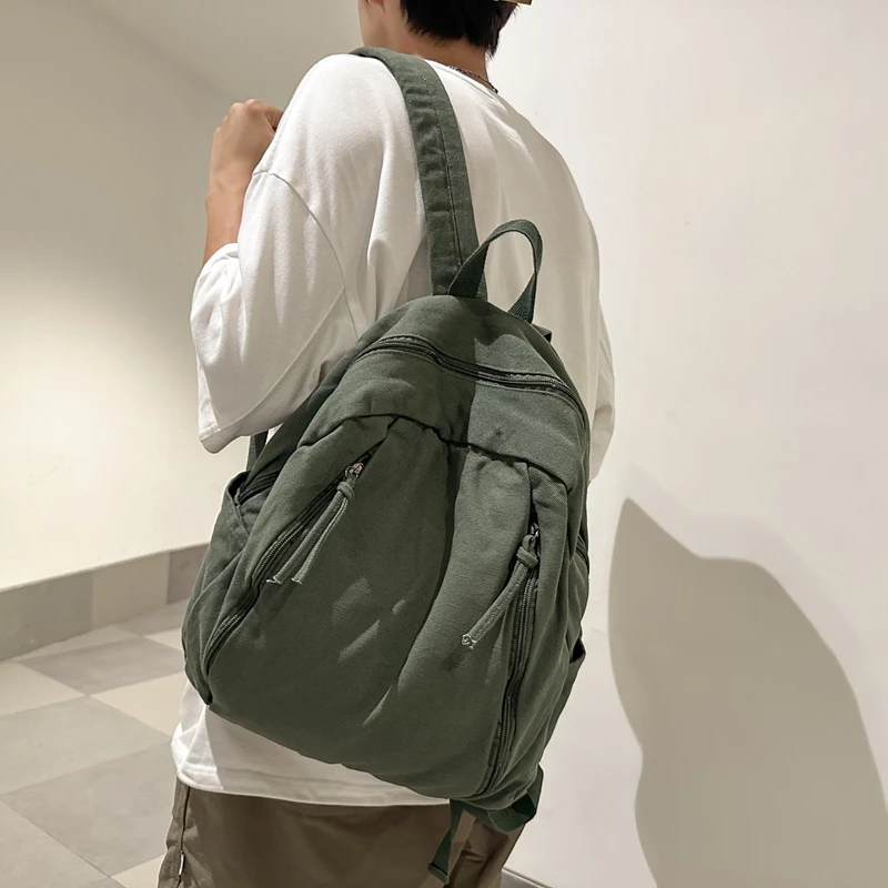 LEFTSIDE Korean Fashion Harajuku Canvas Backpacks for Women 2023 Backpack Light Weight Students Travel Females Back Pack 2