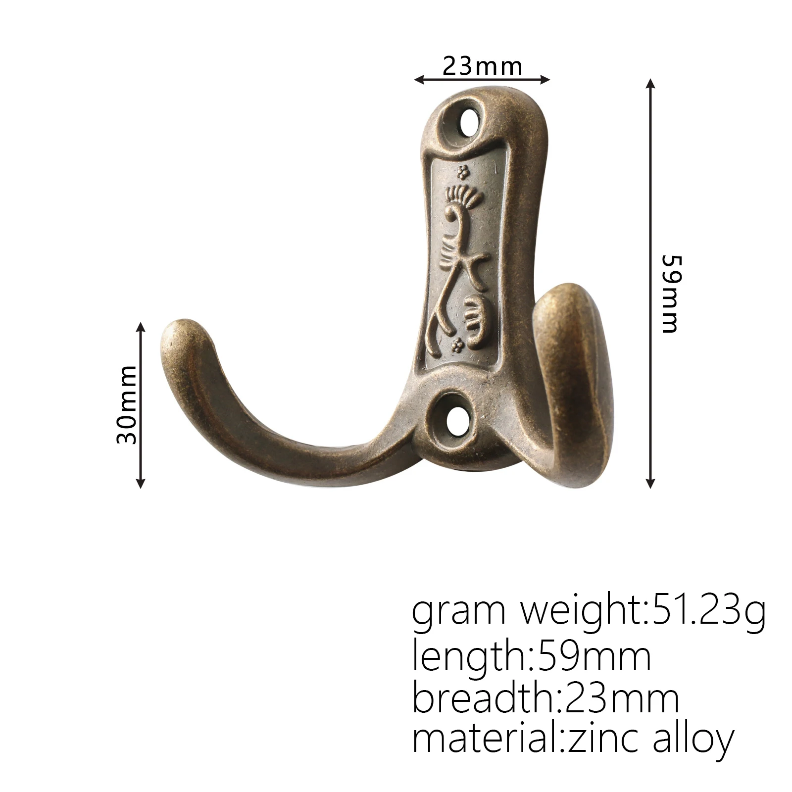 

Antique simple cabinet wardrobe clothes hook kitchen bathroom wall hook furniture clothes hat double hook accessories zinc alloy
