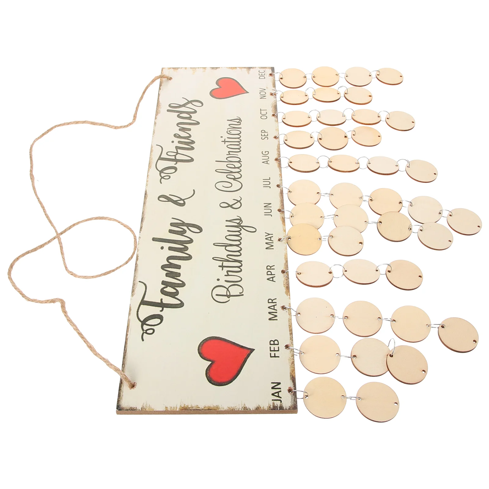 

Wooden Calendar Family Friends Colorful Hanging DIY Home Decoration Gifts Anniversary Board Birthday Reminder