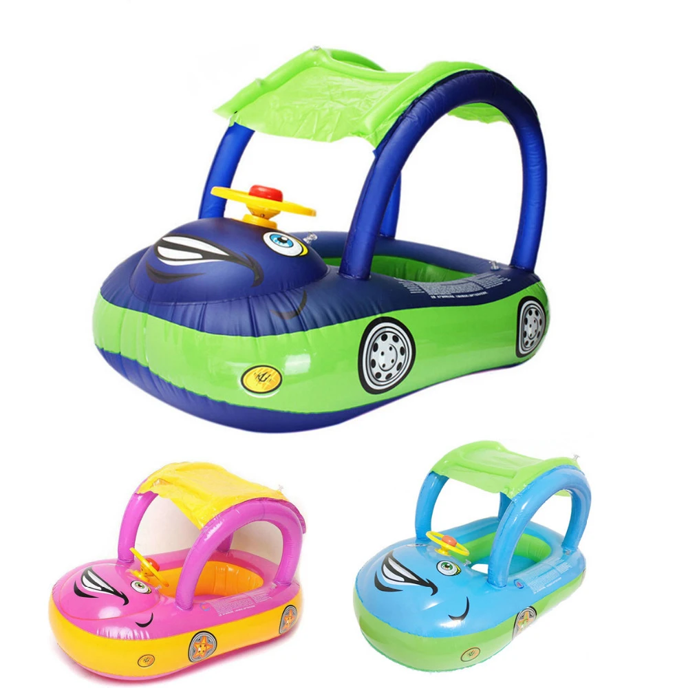 Baby Float Inflatable Pool Float Ring Baby Swim Ring Sunshade Floating Swimming Trainer