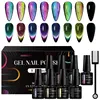 MEET ACROSS 9D Cat Magnetic Gel Nail Polish Set With Magnetic Stick Rainbow Soak Off UV Gel LED Nail Art Varnish For Nails 1