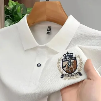 Polo ricamata da uomo manica corta casual colletto rovesciato estate business casual moda T-shirt di alta qualità superiore