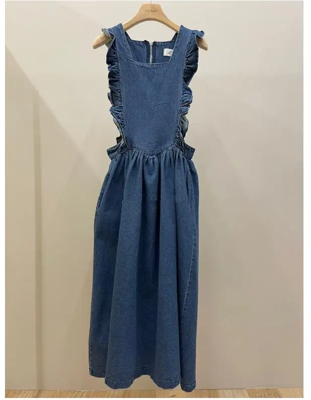 

Женское джинсовое платье на пуговицах, элегантное винтажное дизайнерское праздничное Повседневное платье для отпуска с эластичным поясом, лето 2022