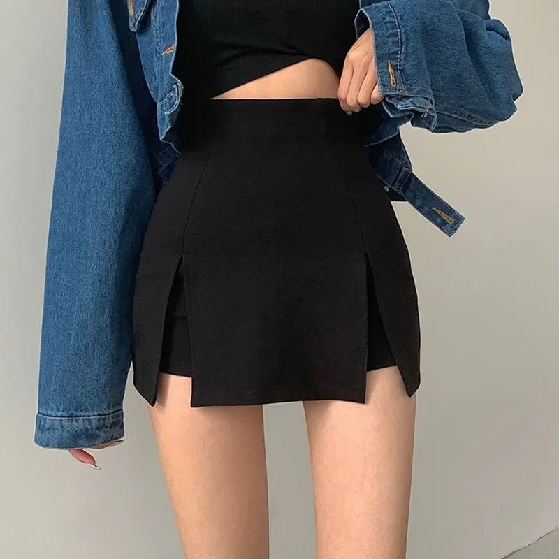 2024 Summer Sexy Slit Skirt Office Ladies Set Skirt Summer Black Asymmetrical High-waisted Mini Skirt