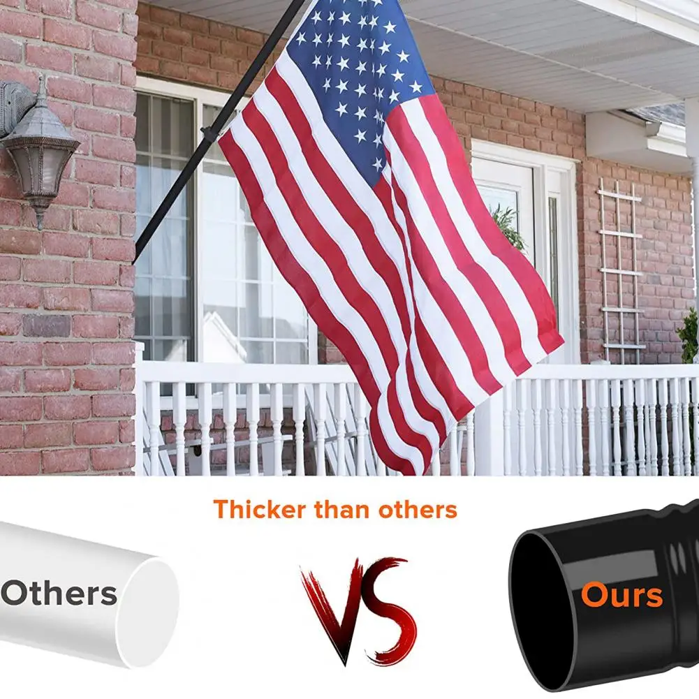 Flag Stick Great Anti-winding Easy to Use Rust-Proof Metal Black Flag Pole Kit Outdoor Supplies