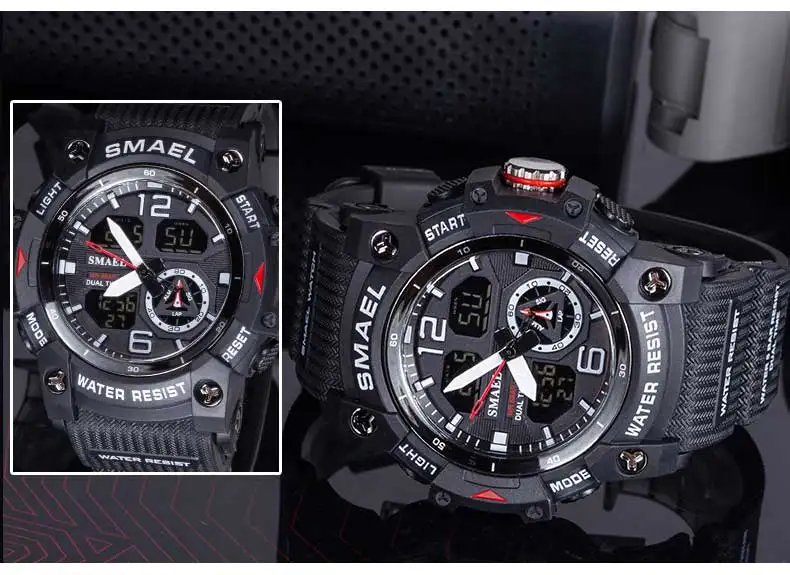 SMAEL Sportuhr, Militär-Armbanduhr für Herren, Alarm, Stoppuhr, LED, digitale Hintergrundbeleuchtung, Dual-Zeitanzeige, wasserdichte Uhr für Herren, 8007 – Detail 11