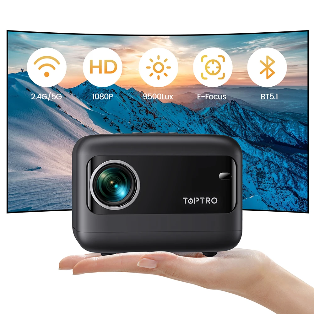 Toptro TR25 - Mini projecteur portable avec WiFi, Bluetooth et 9 500 lumens  - Mini