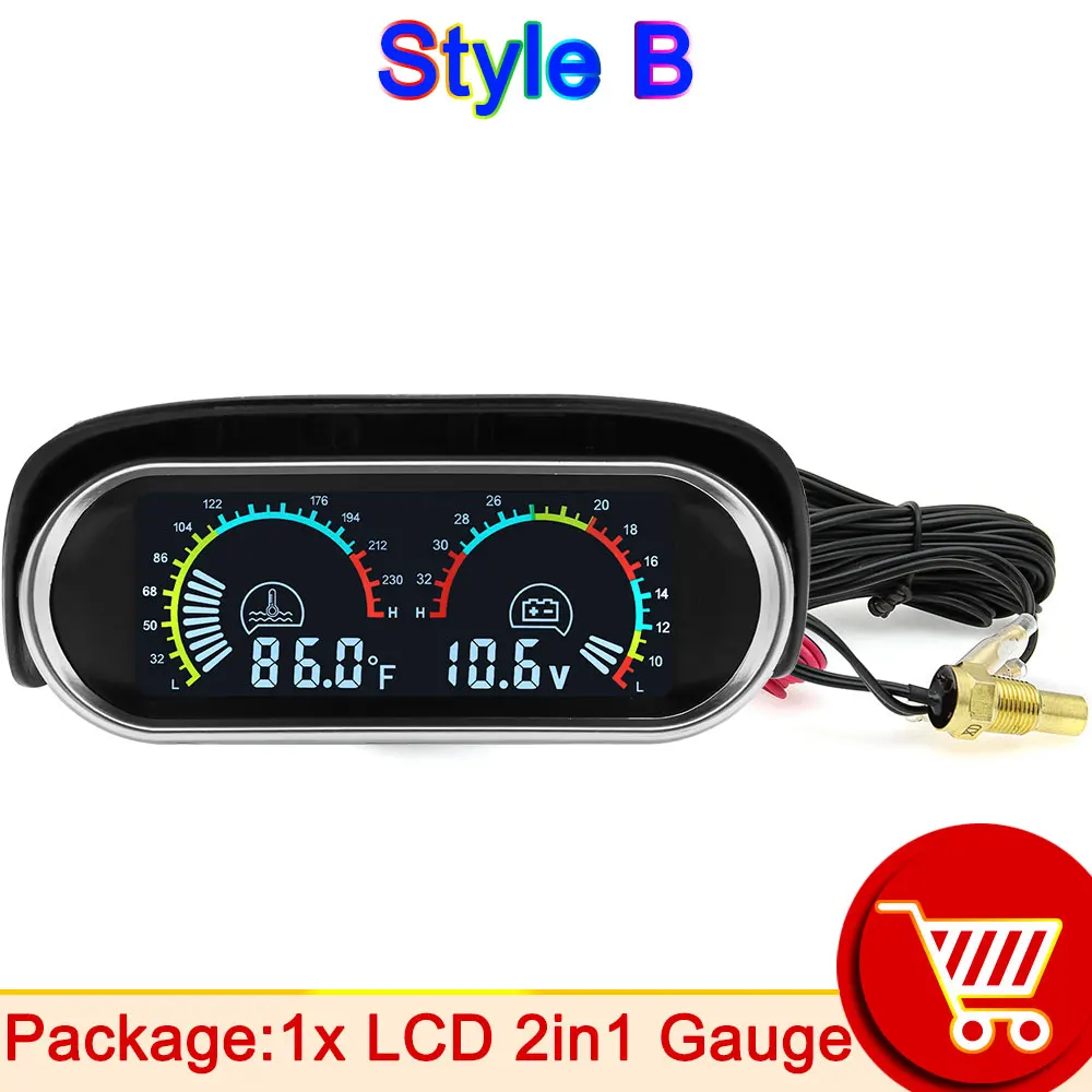 Kit de jauge de température d'eau horizontale de voiture, voltmètre de  tension de température, capteur d'affichage numérique, LCD universel, 10mm,  12 V, 24V, 2 en 1 - AliExpress