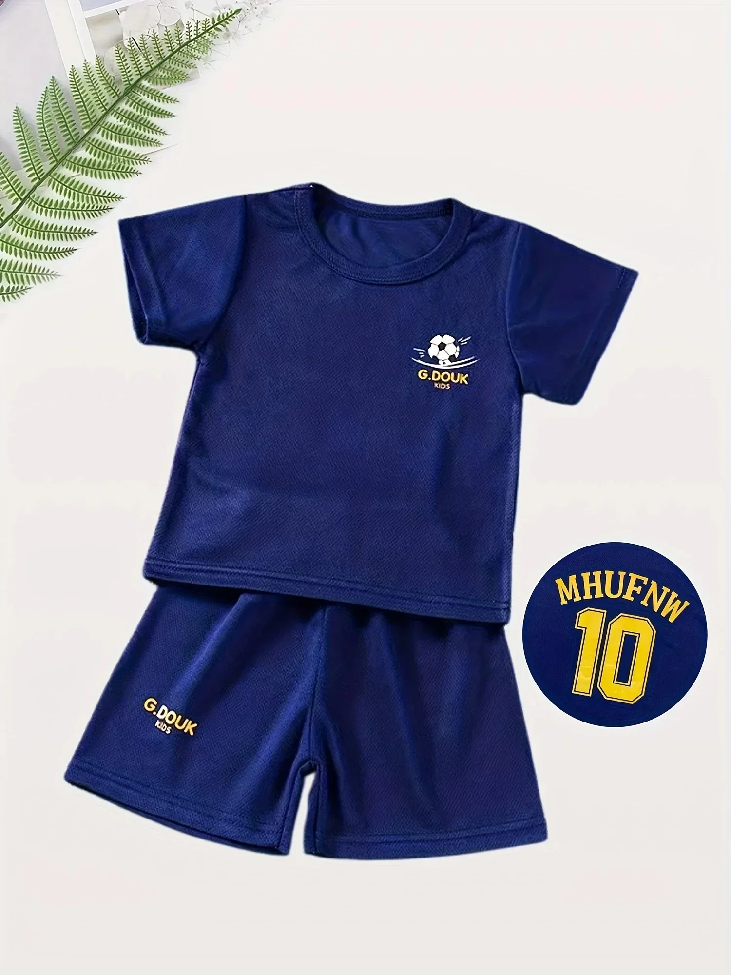 Two piece summer Messi and Ronaldo 3D printed children's football training set for boys, breathable and sweat absorbing sportswe 3