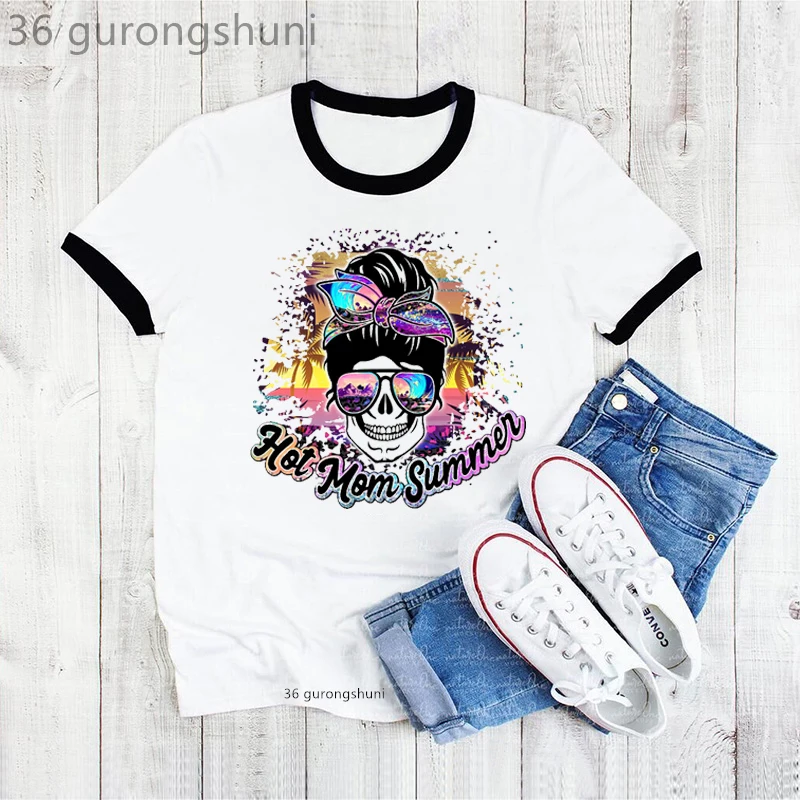 

Let'S Get Satty Grpahic Print Tshirt Women Watercolor Leopard Skeleton Mom T Shirt Femme Summer Fashion Style T-Shirt Female top