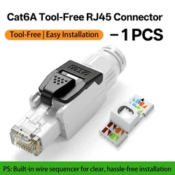 Enhanced Cat6A Tool - Free RJ45 Connector with Gold Plating | High - Speed 10Gbps | Anti - Unplug Design | Industrial Grade Network Solution (1 Piece)