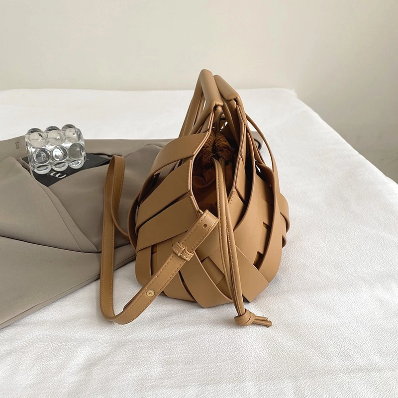 حقيبة يد فاخرة مضفرة منسوجة من البولي يوريثان للنس...