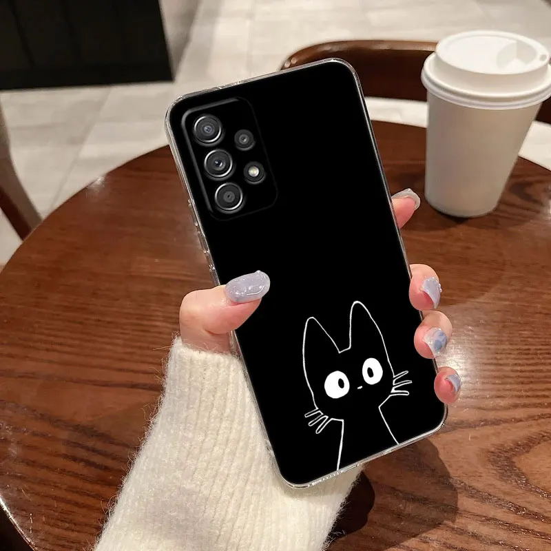 Charming Cat Line Art Clear Phone Case Cover