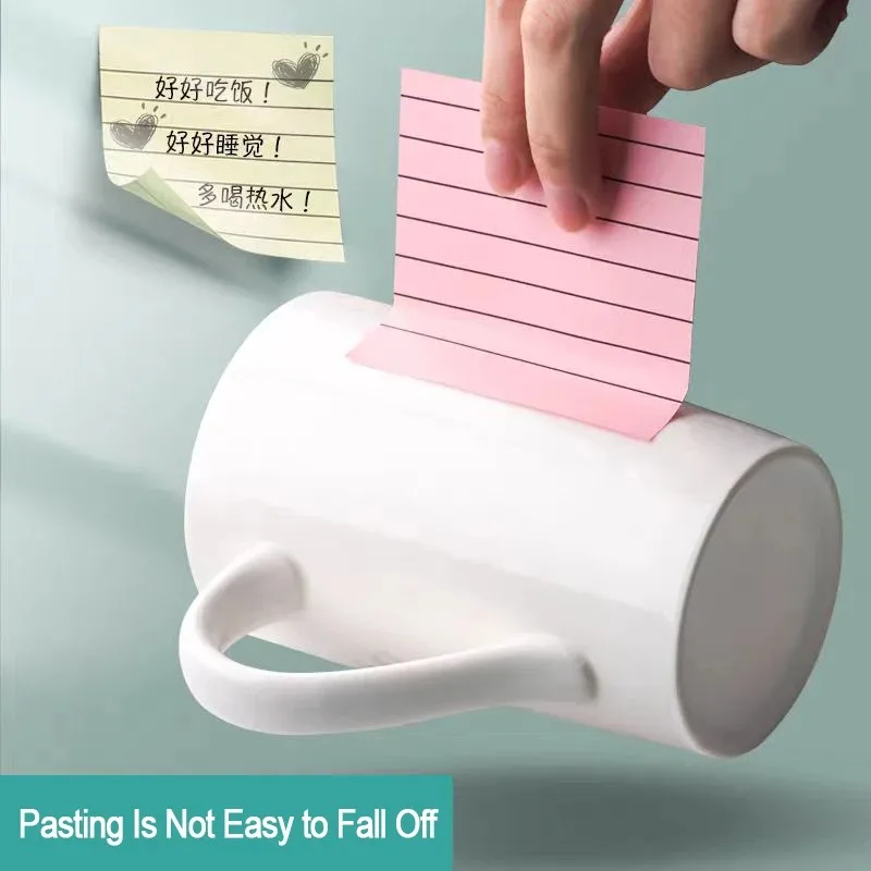 200sheets Line Sticky Notes 4 Colors Portable Student Note Marker Writing Sticky Notes Self-Adhesive Easy To Apply Notepad - 4