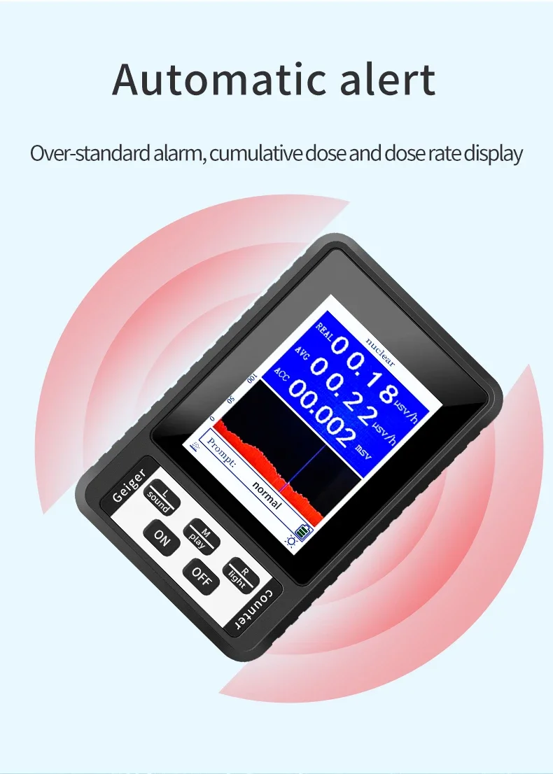 Radiation Detector XR1 BR-9B Color Display Screen Geiger Counter Personal Dosimeter Beta Gamma X-ray