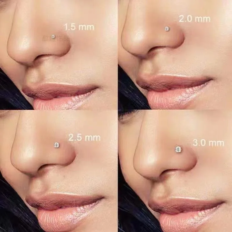 Piercing Jewelry Surgical Steel Crystal CZ Nose Ring L Shape Nose Studs Square Nostril 1Piece