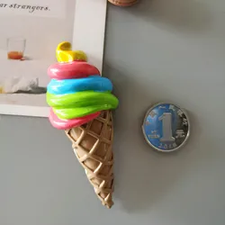 Charming 3D Resin Ice Cream Cone Refrigerator Magnet (Colorful ice - cream)