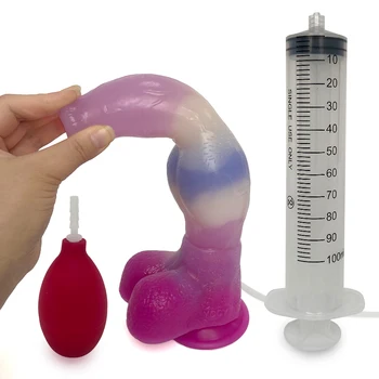 Large Animal Wolf Squirting Function Dildo Ejaculation Penis Silicone Dog Knot Anal Plug Sex Toys Female Masturbator Suction Cup 6