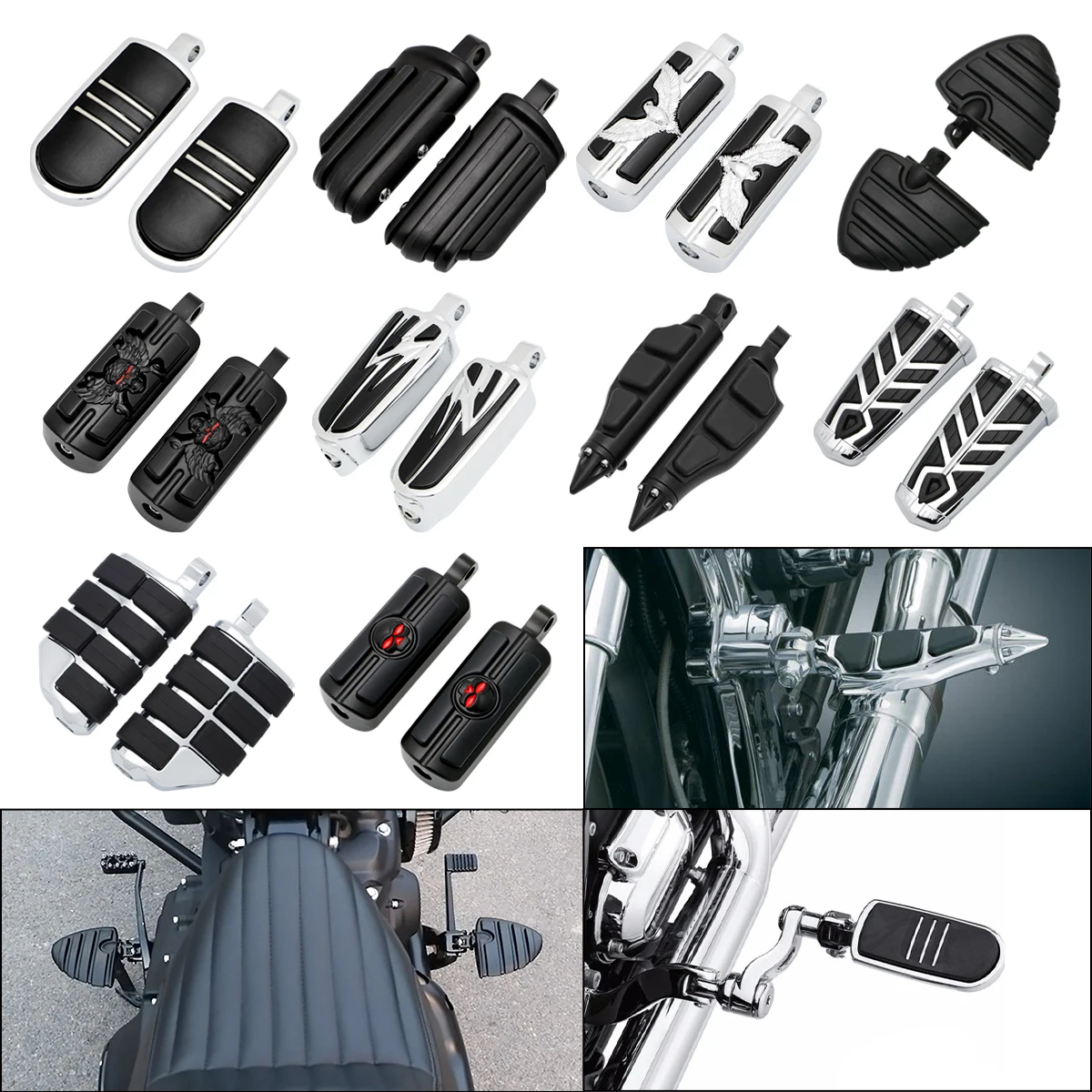 Motorcycle Accessories Motorcycle Footrests Motorcycle Foot Pedals Male Mount Motorcycle Rubber Footrest For Harley-Softail