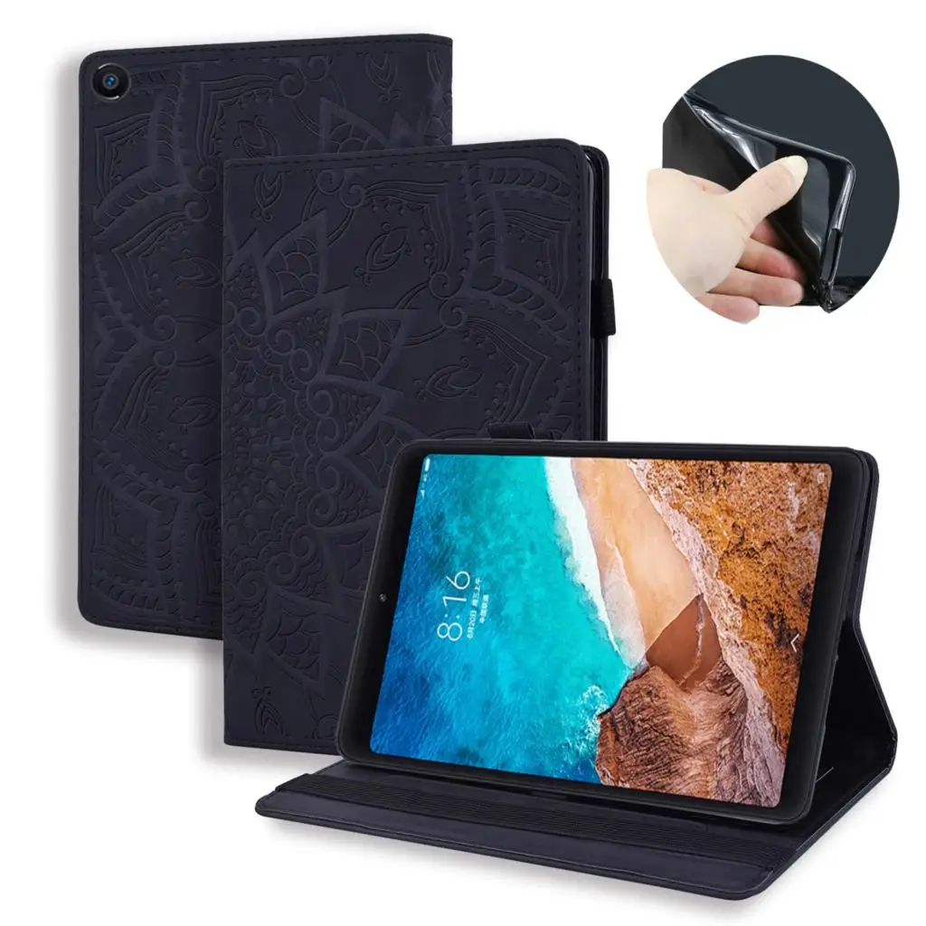 

For Xiaomi Mi Pad 4 8 inch Case For Xiaomi MiPad 4 Plus / Mi Pad 4 Plus Flower Case 3D Leather Embossed Tablet Cover Funda