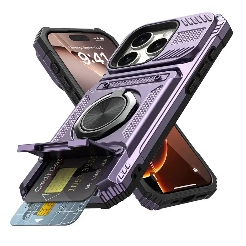 รูปสินค้า เคส iPhone 17 16 Pro Max พร้อมวงแหวนแม่เหล็ก หมุนได้ ป้องกันตกกระแทก