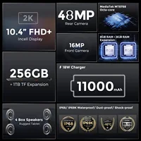 FOSSiBOT DT1 Tablet Android 13 10.4inch FHD+ 2K Display 8GB 256GB 11000mAh 18W Fast Charge 48MP Camera Tablet Rugged Tablet Pad 2
